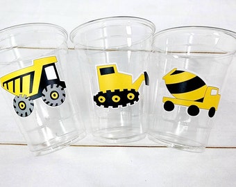 CONSTRUCTION PARTY CUPS - Construction Truck Cups Construction Truck Cups Construction Birthday Construction Party Construction Decorations