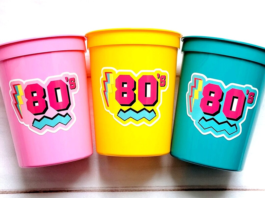I Love the 80'S PARTY CUPS - 80's Birthday Cups 80's Party Cups 80's ...