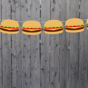 Hamburger Garland, Hamburger Banner, Fast Food Banner, Fast Food Garland, Photo Prop