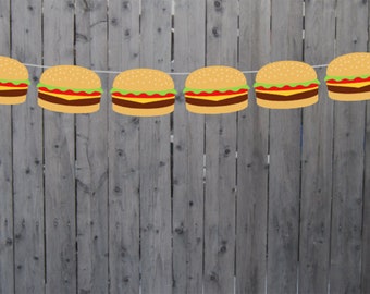 Hamburger Garland, Hamburger Banner, Fast Food Banner, Fast Food Garland, Photo Prop