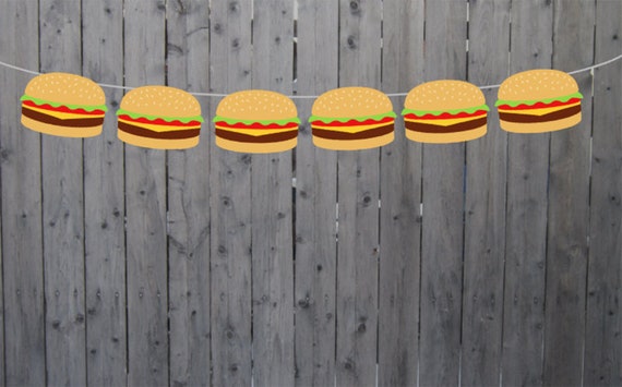 Hamburger Garland, Hamburger Banner, Fast Food Banner, Fast Food Garland, Photo Prop Il_570xn