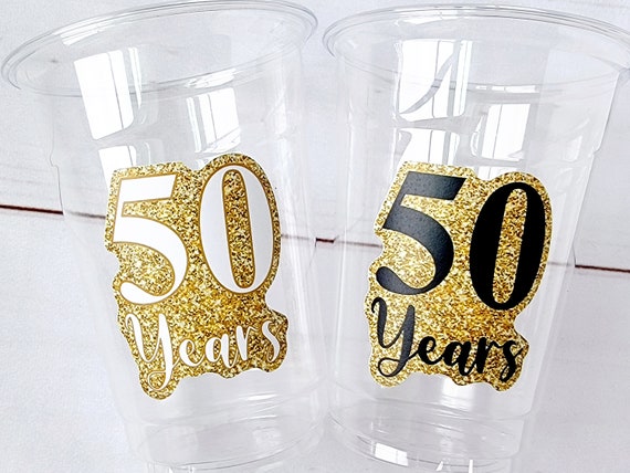 50th PARTY CUPS 50th Birthday Party 50th Anniversary 50th Class Reunion Cups 50th Decorations 50th Party Favors 50th Party Favors 50 Years Il_570xn