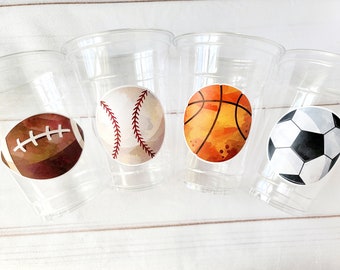 SPORTS PARTY CUPS - Sports Cups Sports Birthday Sports Party Football Party Cups Baseball Party Cups Soccer Party Cups Basketball Party Cups