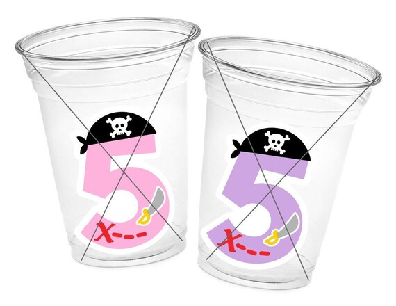 GIRL PIRATE PARTY Cups - Pirate Cups Pirate Birthday Pirate Party Decorations Pirate Birthday Party Pirate Party Supplies Happy Birthday Il_570xn