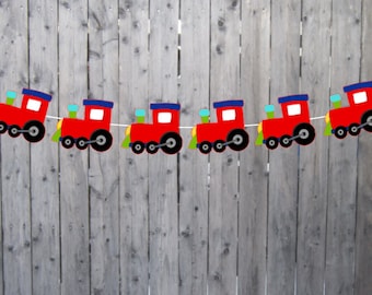 Train Banner, Train Garland, Train Birthday Banner, Train Party Banner