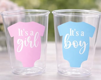 GENDER REVEAL Party Cups - Pink and Blue Party Favors It's A Boy Cups It's A Girl Cups Gender Reveal Gender Reveal Decorations Baby Shower