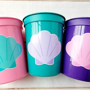 MERMAID PARTY CUPS Seashell Party Cups Mermaid Birthday Cups Mermaid Party Cups Mermaid Party Decorations Mermaid Party Favors Under The Sea