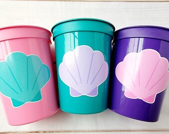 MERMAID PARTY CUPS Seashell Party Cups Mermaid Birthday Cups Mermaid Party Cups Mermaid Party Decorations Mermaid Party Favors Under The Sea