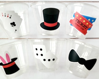 MAGIC PARTY Cups - Magician Party Cups Magic Birthday Magician Party Favors Magic Party Favors Magic Party Decorations Magic Show Party Cups