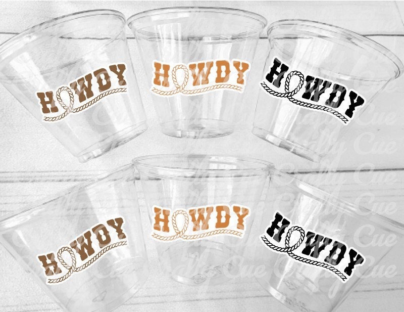 COWBOY PARTY CUPS Cowboy Howdy Cups Cowboy Party Decorations Cowboy Baby Shower Decorations Baby Sprinkle Cowboy Birthday