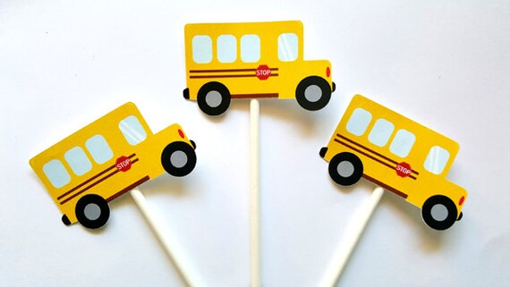 School Bus Cupcake Toppers Il_570xn