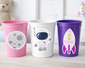Girl Space Party Cups Galaxy Party Cups Space Birthday Cup Outer Space Birthday Rocket Party Planet Party Astronaut Birthday Party Space Cup