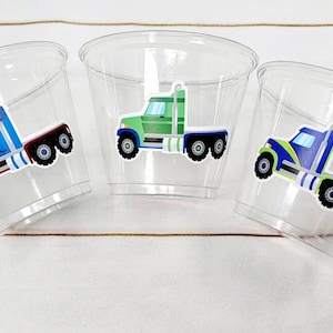 SEMI TRUCK PARTY Cups - Semi Truck Treat Cups Semi Truck Birthday Semi Truck Party Semi Truck Party Favors, Semi Truck Cup Semi Truck Favors