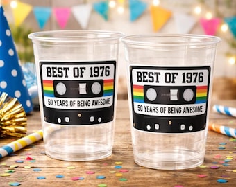 50th PARTY CUPS 50th Birthday Decoration 50th Party Favors 50th Party 50th Birthday Cassette Tape Party Best of 1976 Birthday Vintage 1976