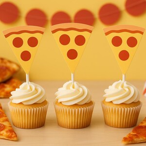 Pizza Cupcake Toppers, Pizza Party Cupcake Toppers, Fast Food Cupcake Toppers, Pizza Birthday Party Decorations, Pizza Party Supplies, Pizza