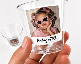 Custom Photo Shot Glasses 5oz Personalized Plastic Cocktail Cups– Add Your Photo & Text for Birthday Party Bachelorette Bachelor Bridal Cups