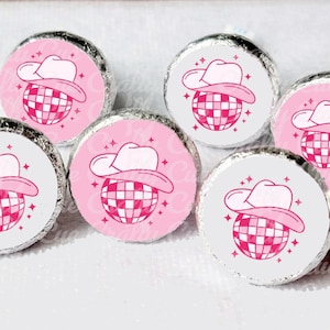 180 - DISCO COWGIRL PARTY Stickers Cowgirl Candy Stickers Rodeo Let&#39;s Go Girls Bachelorette Party Favor Stickers Candy Wrappers Disco Ball