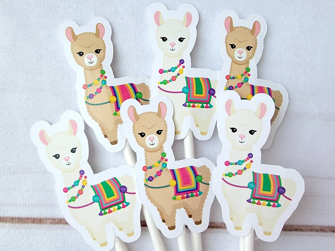 Llama Cupcake Toppers, Llama Cupcake Picks, Llama Birthday, Llama Party ...