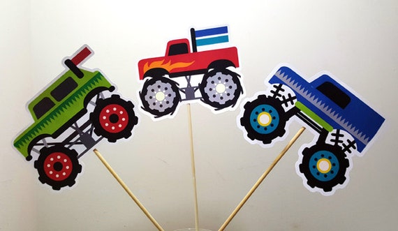 Monster Truck Centerpieces Monster Truck Birthday Monster Etsy