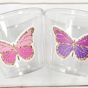 BUTTERFLY PARTY CUPS -Pink Butterfly Cups Butterfly Birthday Party Butterfly Party Favors Butterfly Party Decorations Butterfly Birthday Cup