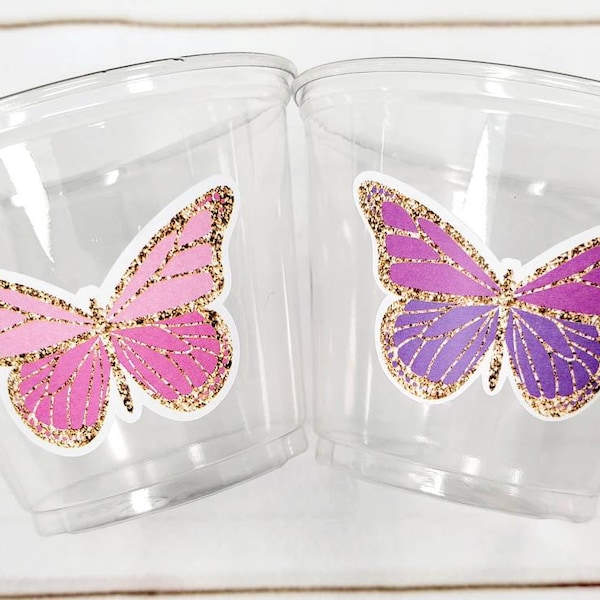 BUTTERFLY PARTY CUPS -Pink Butterfly Cups Butterfly Birthday Party Butterfly Party Favors Butterfly Party Decorations Butterfly Birthday Cup