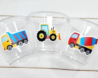 CONSTRUCTION PARTY CUPS - Construction Truck Cups Construction Birthday Construction Party Construction Sign Decorations Cups Dump Truck