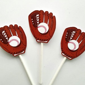 Baseball Cupcake Toppers Baseball Glove Cupcake Toppers - Etsy