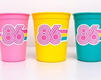 Retro 40th PARTY CUPS - Best of 1986 40th Birthday Party 40th Birthday Favors 40th Party Cups 40th Party Decorations 1986 Birthday 80's Cups