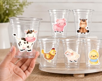 FARM PARTY Cups - Farm Cups Farm Animal Cups Farm First Birthday Farm Baby Shower Barnyard Party Farm Birthday Decorations Farm Party Favors