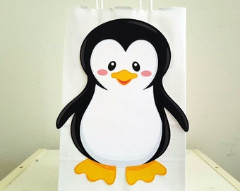 Penguin Goody Bags, Penguin Favor Bags, Penguin Party Bags, Winter Onederland Favor, Goody Bags, Gift Bags - 123017112A