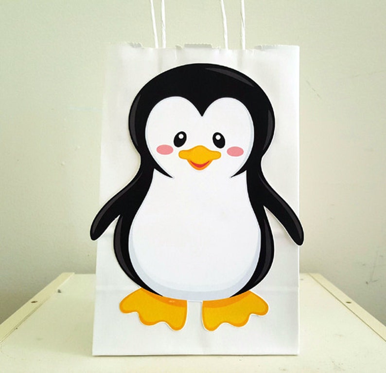 Penguin Goody Bags, Penguin Favor Bags, Penguin Party Bags, Winter Onederland Favor, Goody Bags, Gift Bags 123017112A image 1