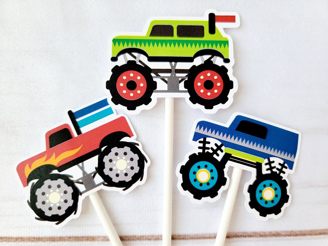 Monster Truck Cupcake Toppers Monster Truck Party Decorations Monster ...