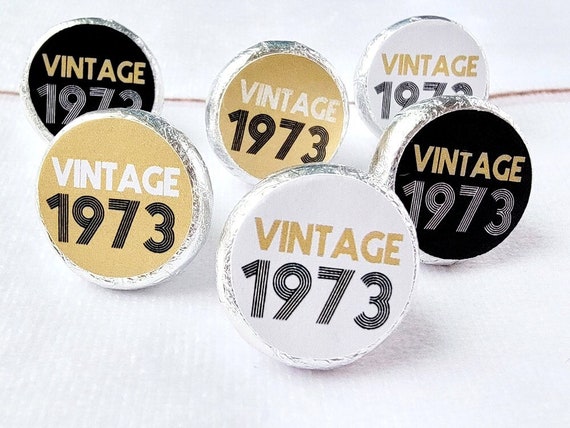 180 - 50th Birthday Stickers Vintage 50th Birthday Stickers for Candy Wrappers Vintage 50th Birthday Best of 1973 Birthday 1973 Il_570xn