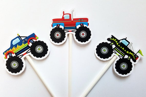 Monster Truck Cupcake Toppers Monster Truck Cake Toppers | Etsy