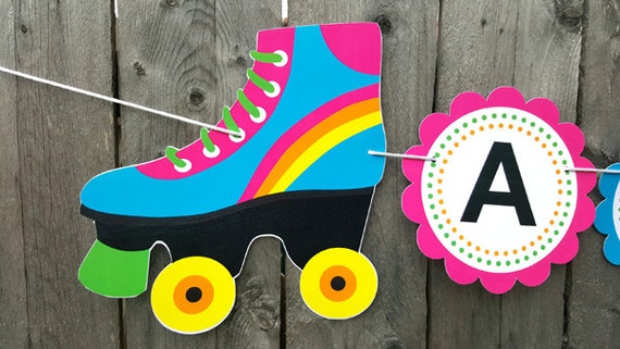 Roller Skate Banner - Skating Birthday Party Banner - Roller Skating Party Banner Il_570xn