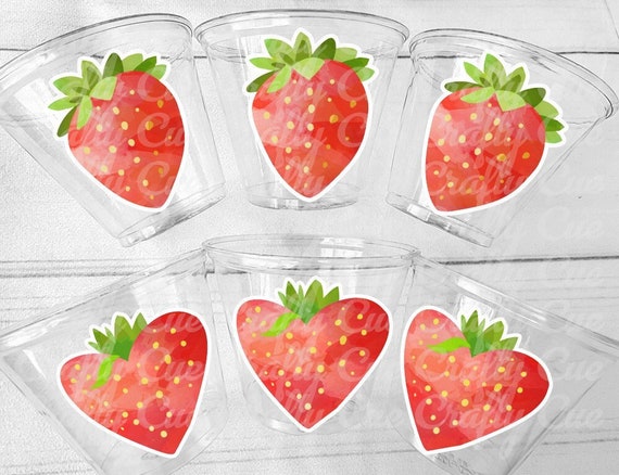 STRAWBERRY PARTY CUPS - Strawberry Birthday Cups Strawberry Cups First Birthday Strawberry Party Decorations Strawberry Baby Shower Il_570xn