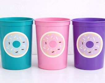 DONUT PARTY CUPS- Donut Birthday Party Donut Grow Up Donut Party Decoration Donut Birthday Decoration Donut First Birthday Donut Baby Shower