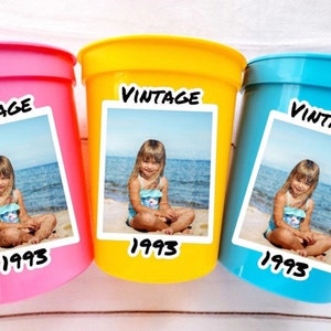 Custom Plastic Party Cups Personalized Party Cups Personalized 30th Birthday Cups Vintage 30th Cups 1994 Custom Face Party Cups Decorations