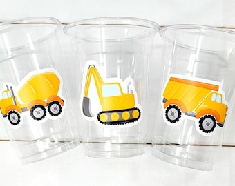 CONSTRUCTION PARTY CUPS - Construction Truck Cups Construction Truck Cups Construction Birthday Construction Party Construction Decorations