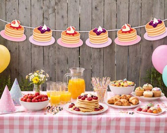 Pancake Garland, Pancake Birthday Banner, Pancake Banner, Pancakes and Pajamas, Slumber Party, Pancake Photo Prop, Pancake Decorations