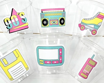 Me encantan los vasos para fiestas de los 90 - Vasos de cumpleaños de los 90 Vasos para fiestas de los 90 Decoraciones de los 90 Fiesta de cumpleaños de los 90 Decoraciones para fiestas de cumpleaños de los 90 Años 90 Años 80