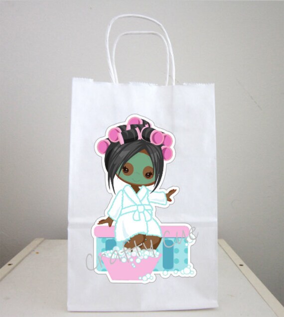 Spa Party, Spa Goody Bags, Spa Favor Bags, Spa Party Bags, Spa Birthday Party, Spa Favors, Pedicure Goody Bag, African American- 1112201258P Il_570xn
