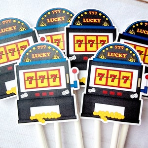 Casino Cupcake Toppers Casino Party Casino Night Casino Party Decorations Slot Machine Cupcake Toppers Slot Casino Birthday Slot Machine