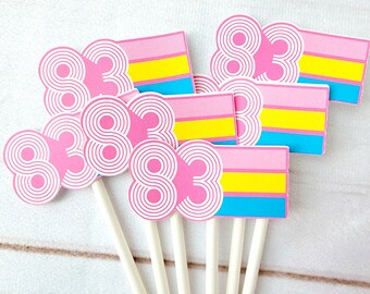 80's Cupcake Toppers - Cassette Tape Cupcake Toppers - Record Cupcake Toppers - Boom Box Cupcake Toppers - 80's Birthday Party