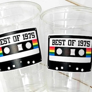 50th PARTY CUPS 50th Birthday Decoration 50th Party Favors 50th Party 50th Birthday Cassette Tape Party Best of 1975 Birthday Vintage 1975