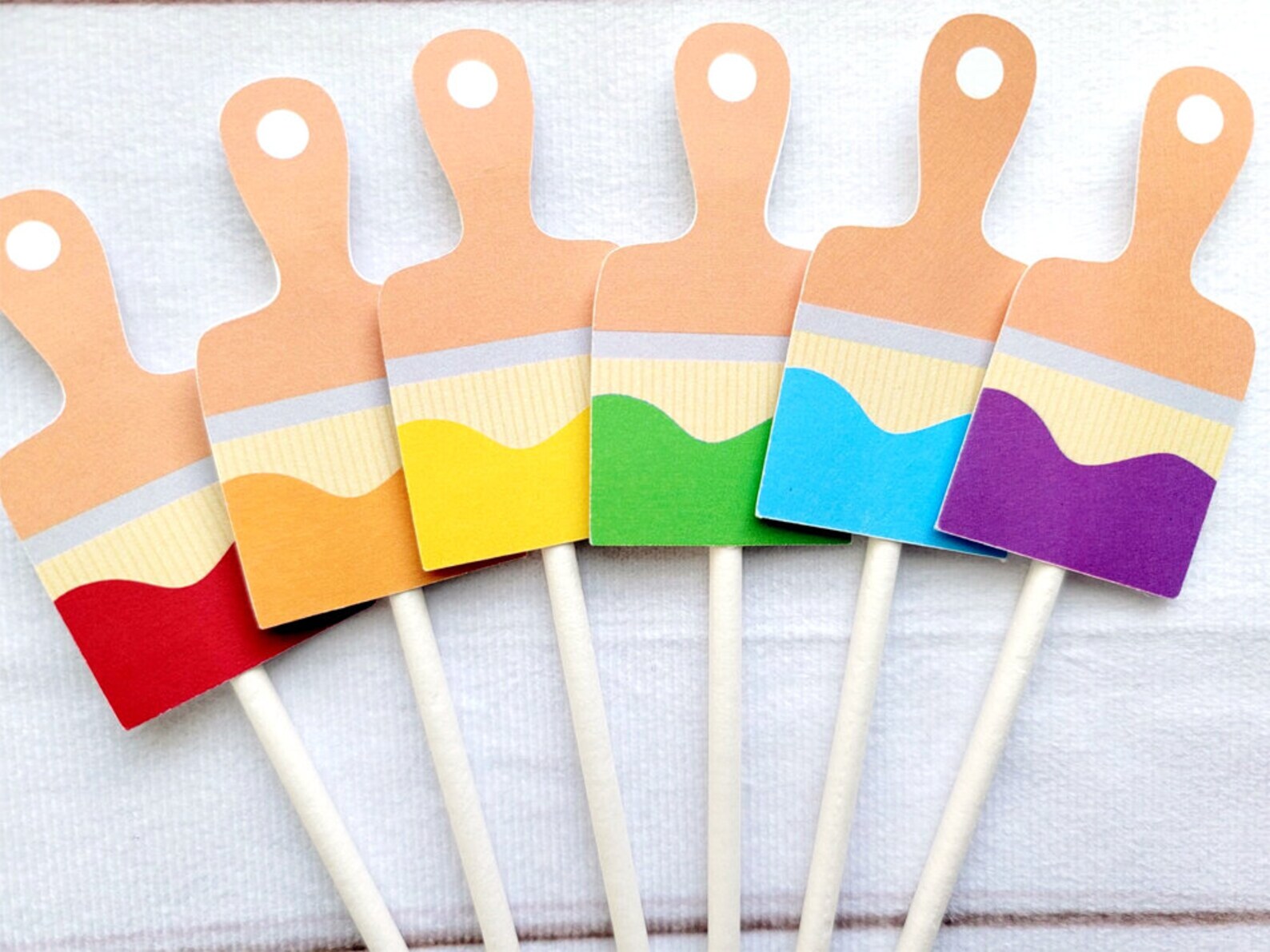Paint Brush Cupcake Toppers Paint Party Cupcake Toppers Art Etsy
