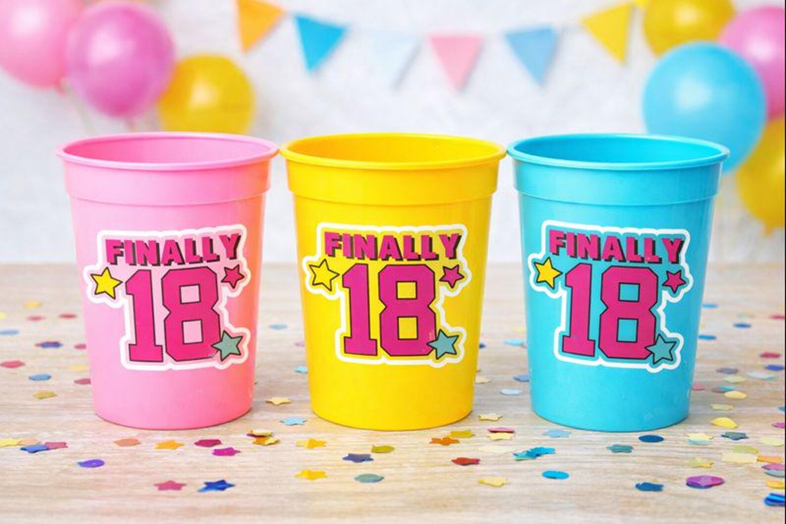 18th Birthday PARTY CUPS -finally 18 Cups 18th Birthday Party 18th ...
