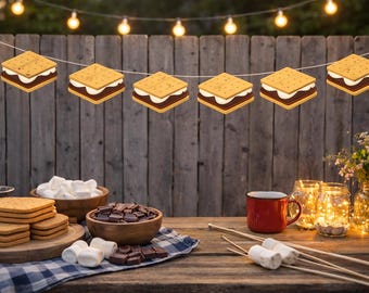 S'mores Garland, S'mores Banner, S'mores Bar Banner, S'mores Wedding Banner, Camping Banner, S'mores Party Decorations, Smores, Photo Prop
