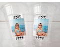 Est 1995 Custom Plastic Party Cups Personalized Birthday Custom Face Party Decorations Personalized 30th Birthday Cups Vintage 30th Cup 1995