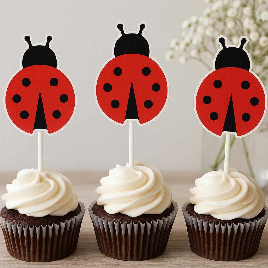 Topper Ladybug Ladybug Cupcake Toppers, Ladybug Birthday, Ladybug Baby Shower, Ladybug ...
